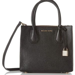 Michae Kors | Black Mercer Medium Pebble Leather Crossbody Bag